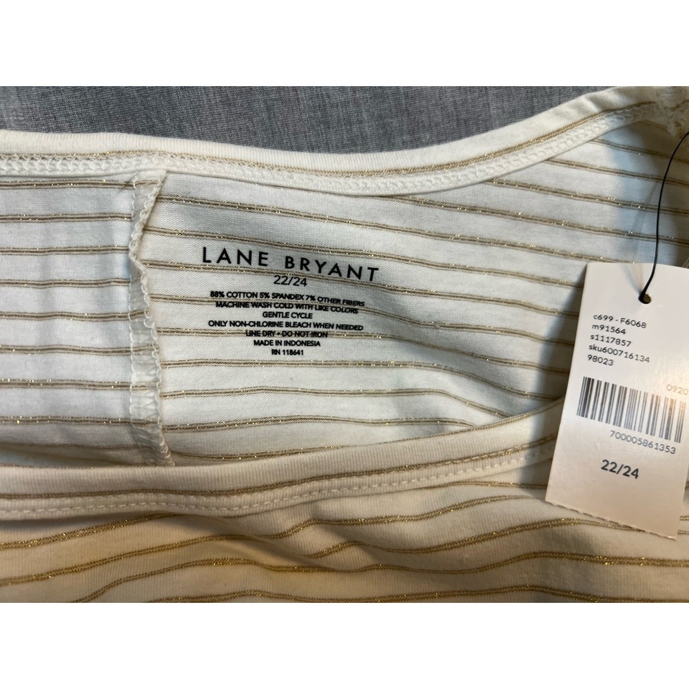 Lane Bryant Top Size Women's Plus Size 22/24 Gold Striped Long Sleeve Shirt NWT - Picture 3 of 5